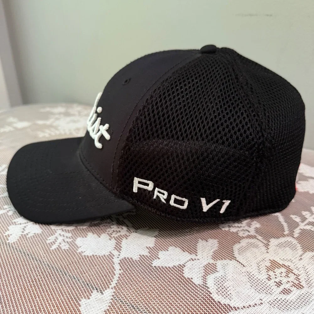 Titleist Golf Hat Mens‎ L-XL Black Foot Joy Mesh Back New Era FJ Pro V1 Cap